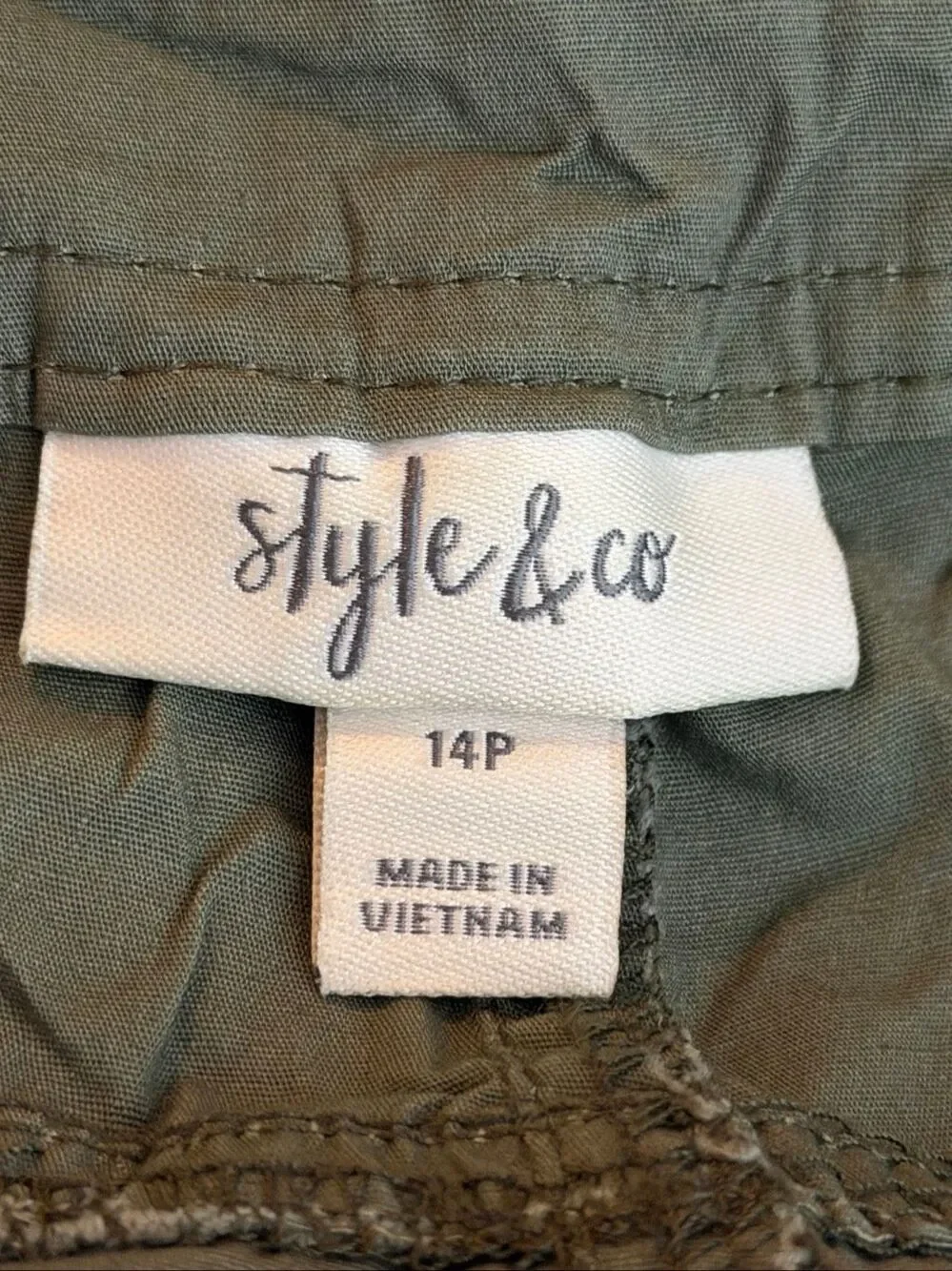 Style & co olive green Bermuda shorts size 14 petite